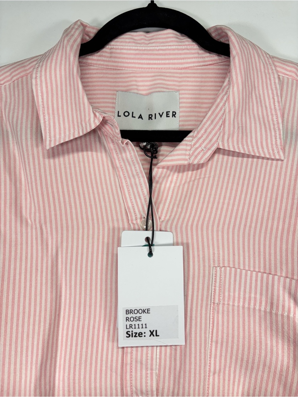 ✨Lola River Pink Stripe Casual Button-Down Shirt Size XL - Picture 6 of 11